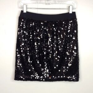 INC International Concepts Sequin Black Mini Skirt lined size Small